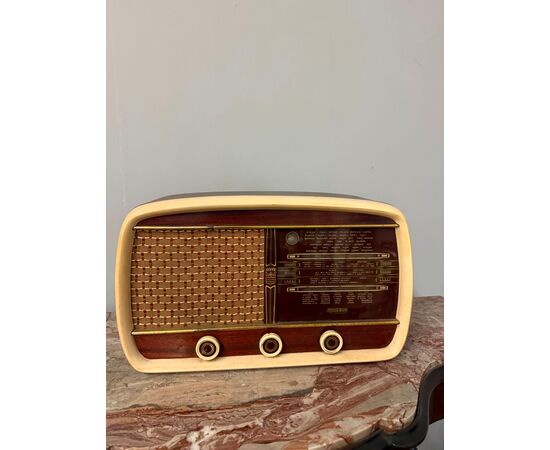 Antica radio a valvole, anni '50, 47x30x18cm Minerva