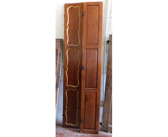 pan188 two doors, walnut, with lacquered moving frames h cm 260 x 38 cm each,     