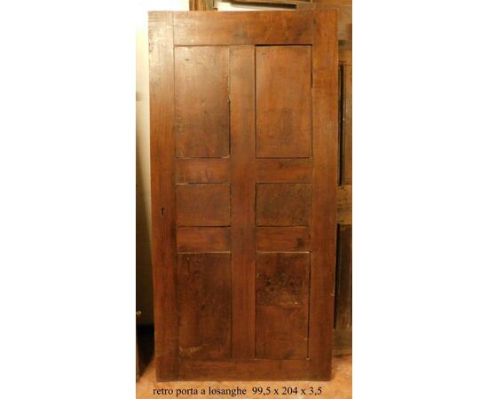 pti592 una  porta a losanghe in noce, epoca'700, piemontese;cm 99,5 x h 204 cm 3,5