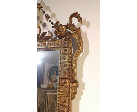 SPECCHIERA NEOCLASSICA DORATA FINE XVIII SECOLO