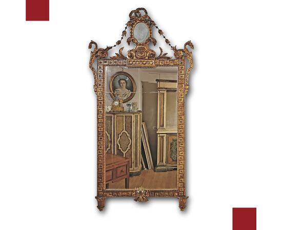 SPECCHIERA NEOCLASSICA DORATA FINE XVIII SECOLO