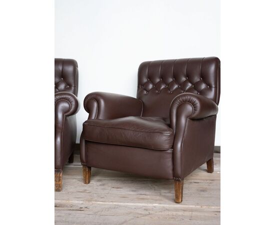 Coppia di poltrone Frau in pelle testa di moro – Anni ’60/’70