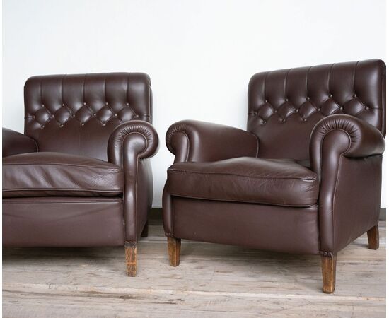 Coppia di poltrone Frau in pelle testa di moro – Anni ’60/’70