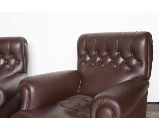 Coppia di poltrone Frau in pelle testa di moro – Anni ’60/’70