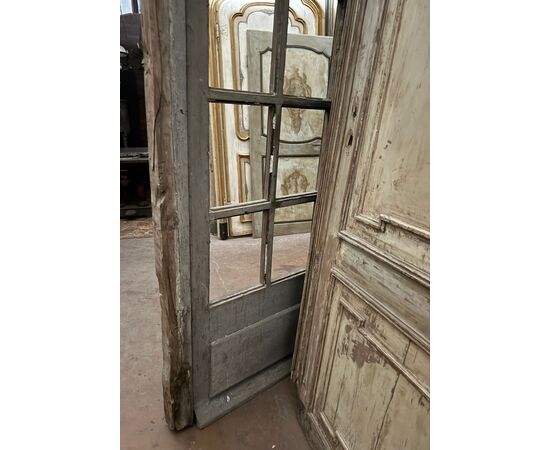 PTI773 - Antique oak glass door, two leaves, 19th century, opening cm W 140 x H 275