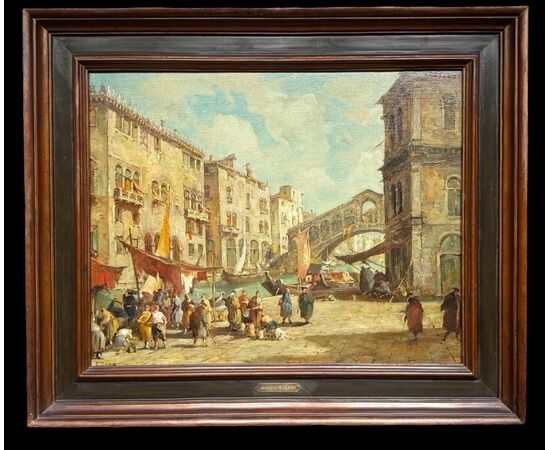 Pair of oil on canvas paintings depicting Venetian views. E. Zeno (Eugenio Bonivento, Chioggia 1880- Milan 1956).