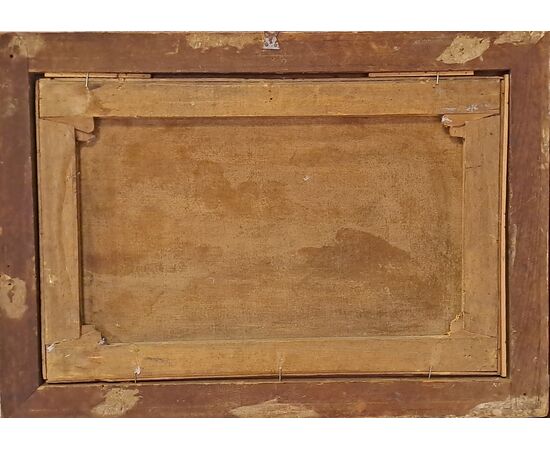 "SEASCAPE WITH FORTIFIED VILLAGE AND FIGURES" - OIL ON CANVAS - 19TH CENTURY