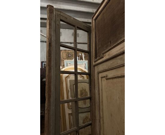 PTI773 - Antique oak glass door, two leaves, 19th century, opening cm W 140 x H 275