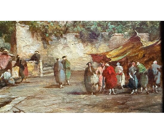 Oil on canvas painting, Venetian view. E. Zeno (Eugenio Bonivento). Chioggia 1880-Milan 1956