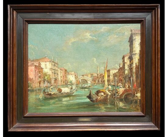 Pair of oil on canvas paintings depicting Venetian views. E. Zeno (Eugenio Bonivento, Chioggia 1880- Milan 1956).