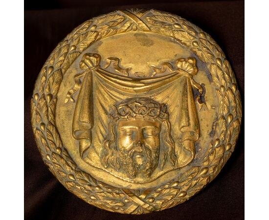 Due medaglioni dorati per arredi sacri - XIX secolo