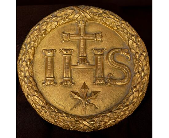 Due medaglioni dorati per arredi sacri - XIX secolo