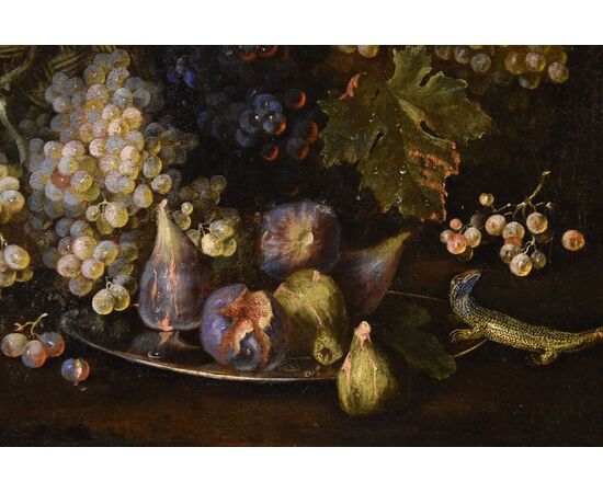 Natura morta di frutta con lucertola, Franz Werner Von Tamm (Amburgo 1658-Vienna 1754)