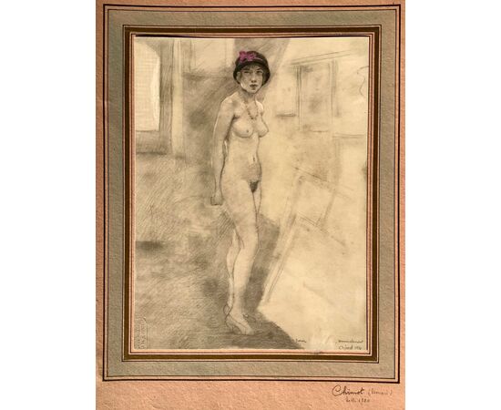 Standing female nude with hat