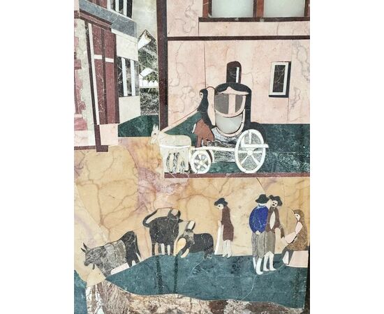 
Pannelli Intarsiati in Marmo con Vedute di Roma