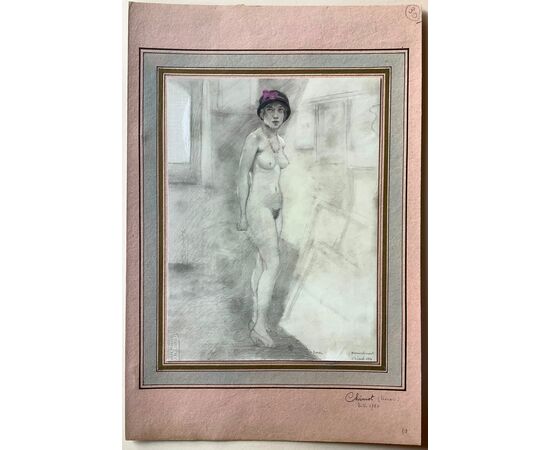 Standing female nude with hat