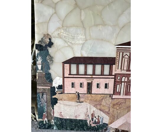 
Pannelli Intarsiati in Marmo con Vedute di Roma