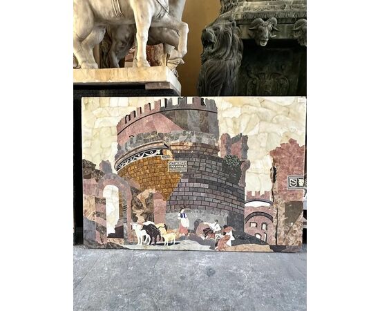 
Pannelli Intarsiati in Marmo con Vedute di Roma