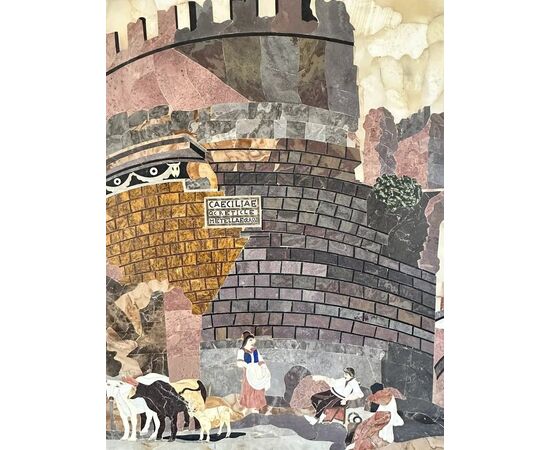 
Pannelli Intarsiati in Marmo con Vedute di Roma