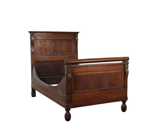 Empire Style Walnut Bed, Italy, Early 19th Century