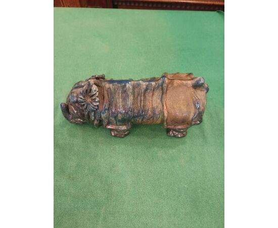 Rinoceronte in ceramica Raku