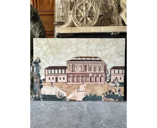 
Pannelli Intarsiati in Marmo con Vedute di Roma