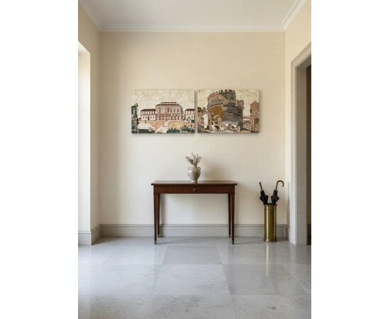 
Pannelli Intarsiati in Marmo con Vedute di Roma