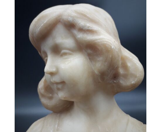 Sculpture, bust, young girl, late 19th century, Eugenio Battiglia