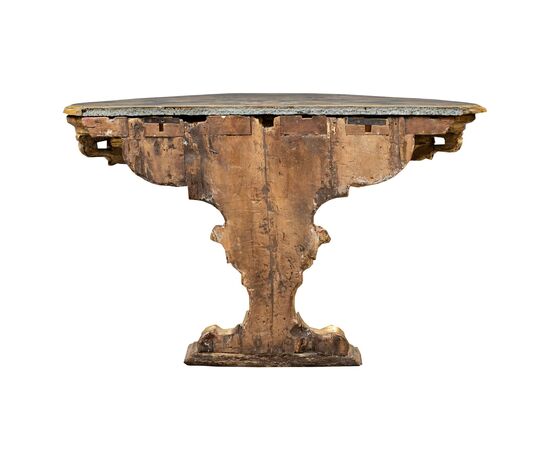 Consolle in legno intagliato e dorato. - Intagliatore fiorentino su disegno di Giovanni Battista Foggini (1655-1725). Firenze, XVII-XVIII secolo.