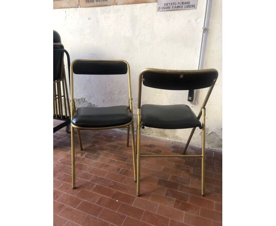 Set di 10 sedie vintage apribili, da cinema o teatro con carrello originale