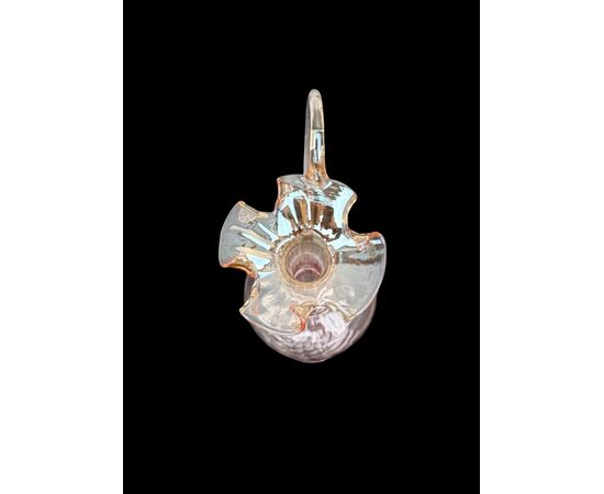 Thin glass amber amaranth ewer. Murano.