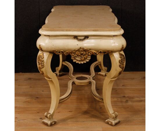 Dutch table in lacquered and gilded wood with marble top