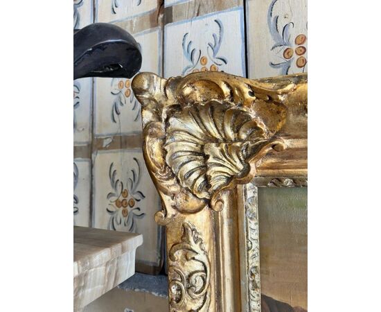 
Campagna Romana – Olio su tela con maestosa cornice dorata, XIX secolo