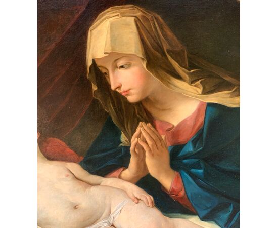 Guido Reni (Bologna 1575 - Bologna 1642) seguace di - Madonna con Bambino.
