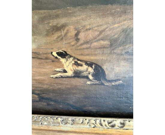 
Campagna Romana – Olio su tela con maestosa cornice dorata, XIX secolo