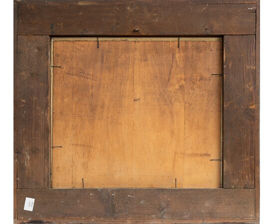 Dipinto antico olio su tavola con cornice coeva firmato"Nicolas De Corsi 1882-1956" raffigurante una veduta di Torre del Greco.