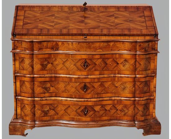Venetian walnut veneered and inlaid fall front desk, 18th century