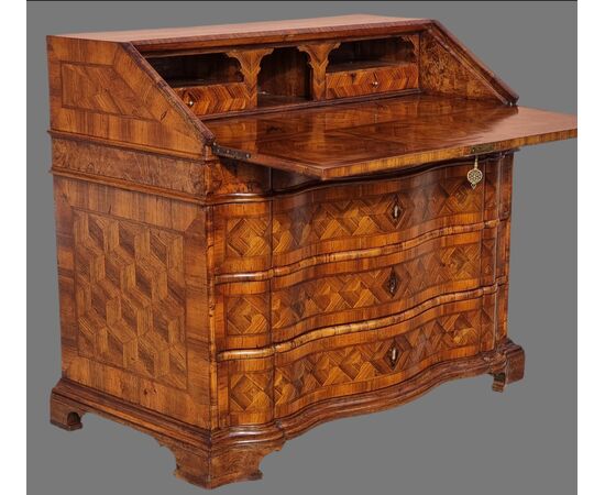 Venetian walnut veneered and inlaid fall front desk, 18th century