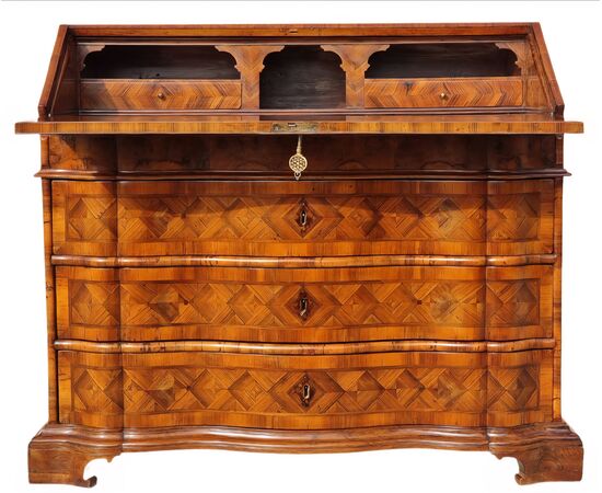 Venetian walnut veneered and inlaid fall front desk, 18th century