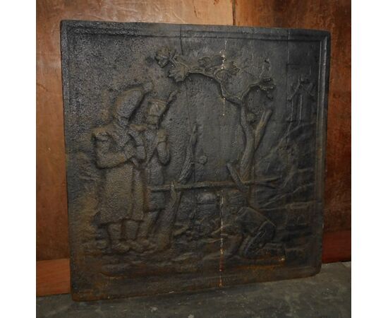 p217 fireplace plate with soldiers, or officers, mis. 50 x 50 cm, &#39;800 era     