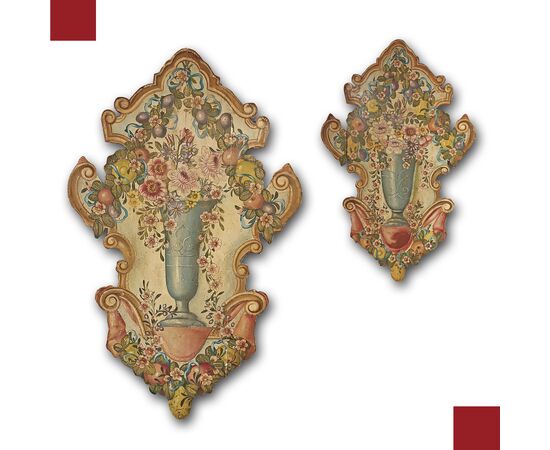 COPPIA DI PANELLI DIPINTI META’ XIX SECOLO