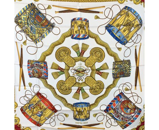 HERMES Foulard Vintage in Seta Col. Rosso Carre 90