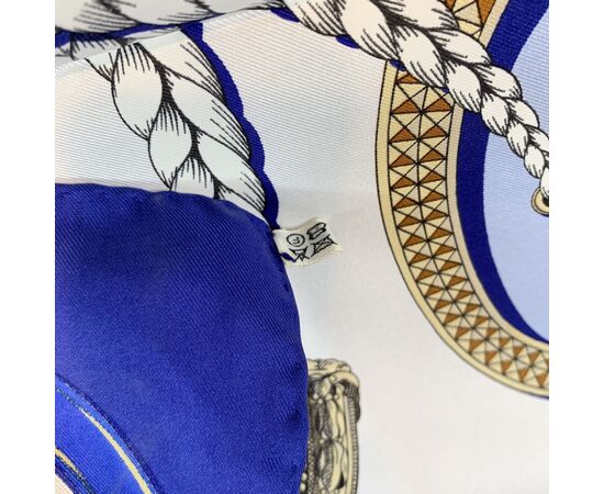 HERMES Foulard Vintage in Seta Col. Blu Carre 90