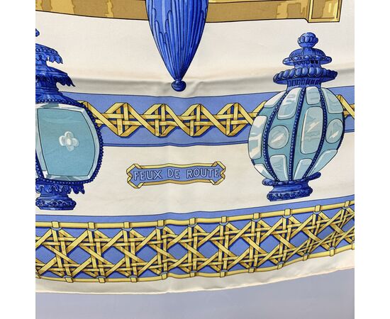 HERMES Foulard Vintage in Seta Col. Blu Carre 90