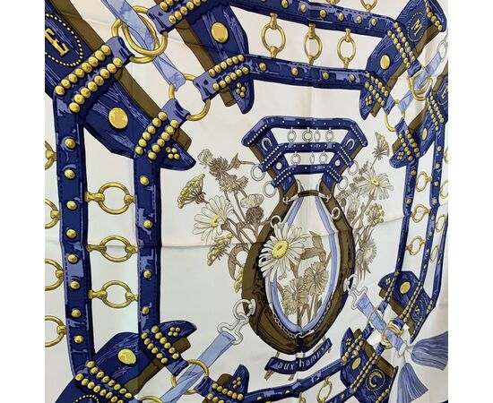 HERMES Foulard Vintage in Seta Col. Blu Carre 90