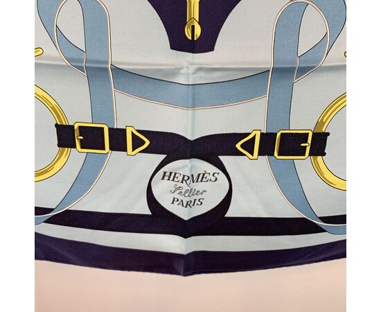 HERMES Foulard Vintage in Seta Col. Blu Carre 90