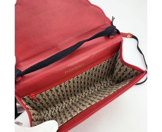 YVES SAINT LAURENT Pochette Vintage in Pelle Col. Rosso S