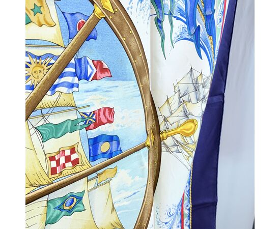 HERMES Foulard Vintage in Seta Col. Blu Carre 90