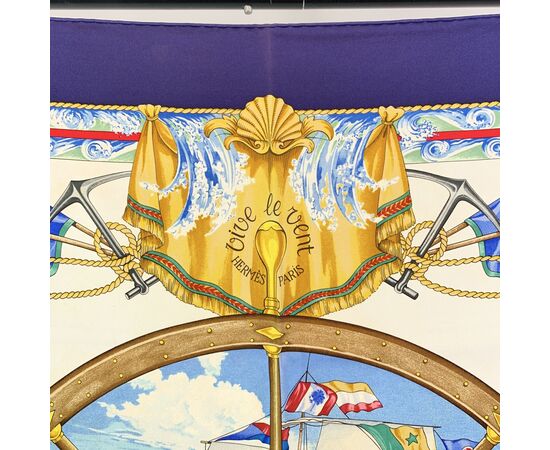 HERMES Foulard Vintage in Seta Col. Blu Carre 90