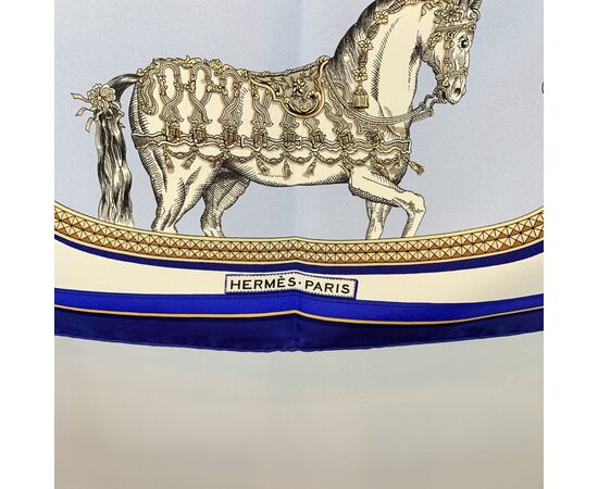HERMES Foulard Vintage in Seta Col. Blu Carre 90